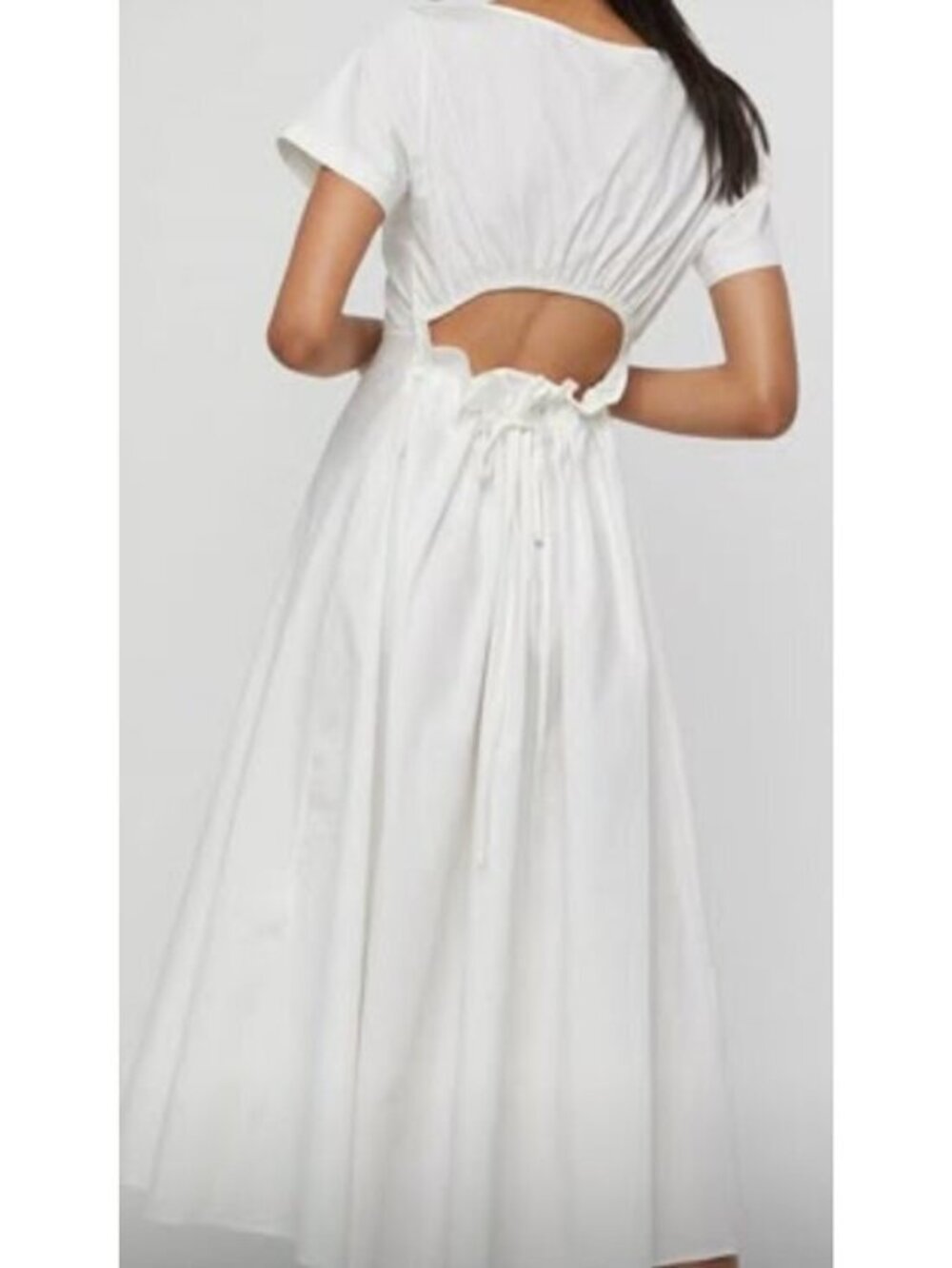 Oak + Fort Open Back Lightweight Summer White Midi Dress Size S NWT